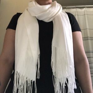 White Scarf With Tassels